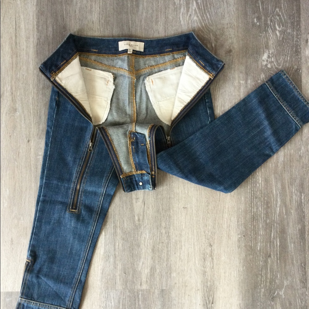 KAREN MILLEN - ENGLAND - Jeans - Crop - Zipper Heaven!! - Picture 2 of 8